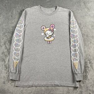 Tokidoki Hello Kitty Shirt Size XL Grey Long Sleeve Ice Cream Cone Donut
